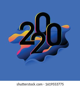 year 2020 with liquid style vector