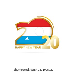 Year 2020 with Luxembourg Flag pattern. Happy New Year Design. Vector Illustration.