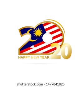 Year 2020 with Malaysia Flag pattern. Happy New Year Design. Vector Illustration.