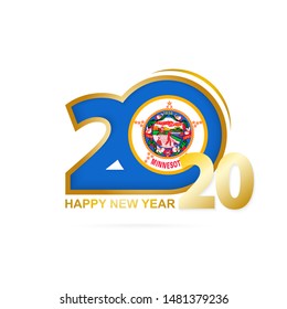 Year 2020 with Minnesota Flag pattern. Happy New Year Design. Vector Illustration.