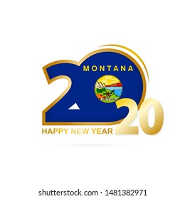 Year 2020 with Montana Flag pattern. Happy New Year Design. Vector Illustration.