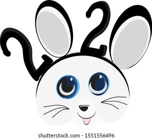Year 2020 mouse character cartoon for New Year celebration sign