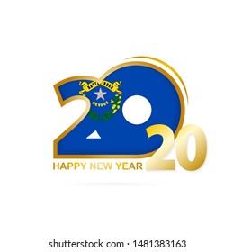 Year 2020 with Nevada Flag pattern. Happy New Year Design. Vector Illustration.