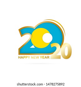Year 2020 with Palau Flag pattern. Happy New Year Design. Vector Illustration.