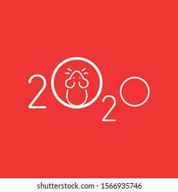 The year 2020, the Year of the Rats, symbol with rat icons. Vector illustration isolated on a white background.