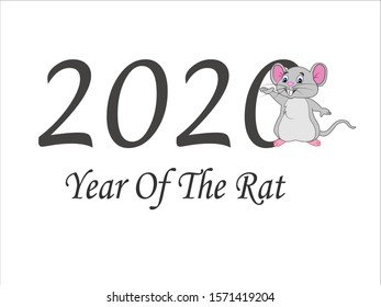 The year 2020, the Year of the Rats, symbol with rat icons. Vector illustration isolated on a white background.