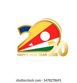 Year 2020 with Seychelles Flag pattern. Happy New Year Design. Vector Illustration.