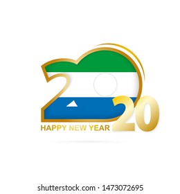 Year 2020 with Sierra Leone Flag pattern. Happy New Year Design. Vector Illustration.