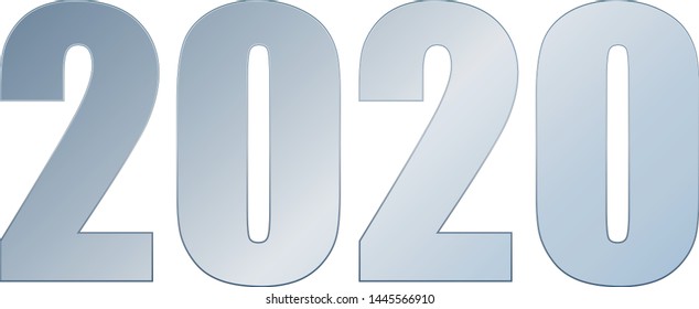 Year 2020 of silver color.