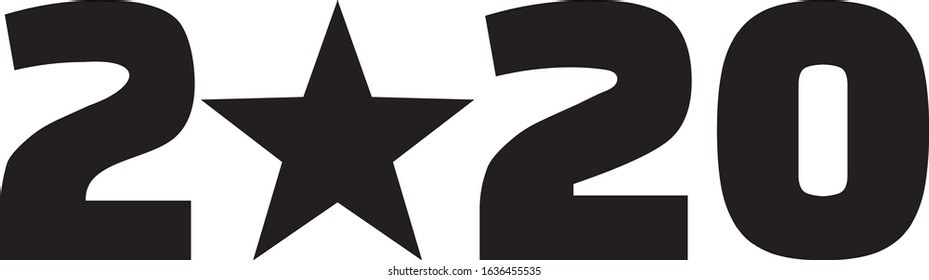 Year 2020 with star twenty