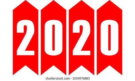 year 2020 - stripes with numbers - red simple - vector illustration