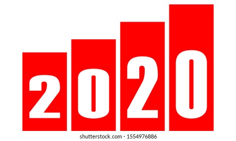 year 2020 - stripes with numbers - red simple - vector illustration