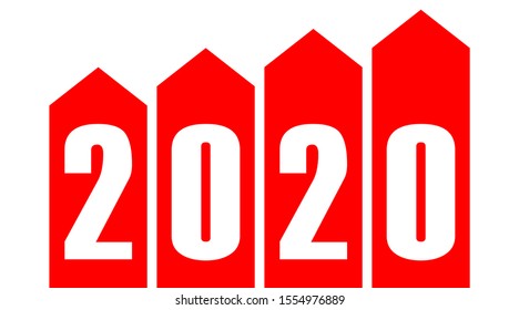 year 2020 - stripes with numbers - red simple - vector illustration