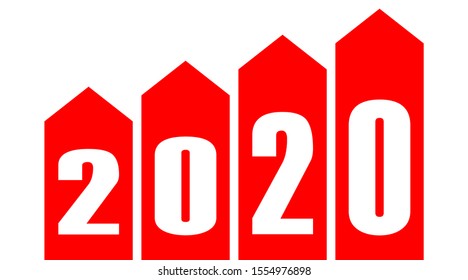 year 2020 - stripes with numbers - red simple - vector illustration