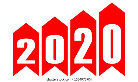year 2020 - stripes with numbers - red simple - vector illustration