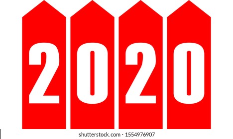 year 2020 - stripes with numbers - red simple - vector illustration