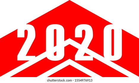 year 2020 - stripes with numbers - red simple - vector illustration