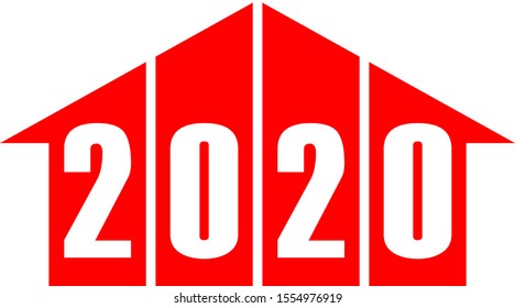 year 2020 - stripes with numbers - red simple - vector illustration