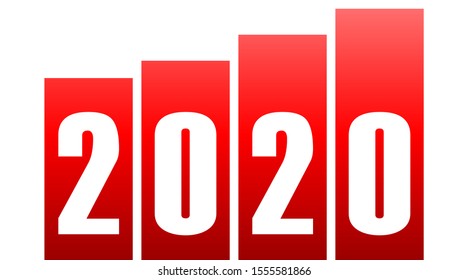 year 2020 - stripes with numbers - red simple gradient - vector illustration
