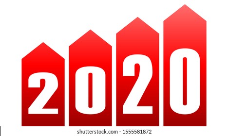 year 2020 - stripes with numbers - red simple gradient - vector illustration