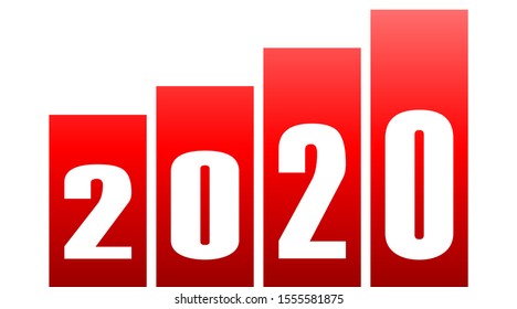 year 2020 - stripes with numbers - red simple gradient - vector illustration