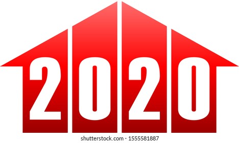 year 2020 - stripes with numbers - red simple gradient - vector illustration