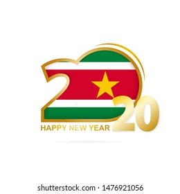 Year 2020 with Suriname Flag pattern. Happy New Year Design. Vector Illustration.