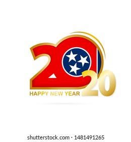 Year 2020 with Tennessee Flag pattern. Happy New Year Design. Vector Illustration.