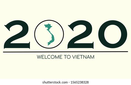 Year of 2020 Text with Silhouette Map of Vietnam