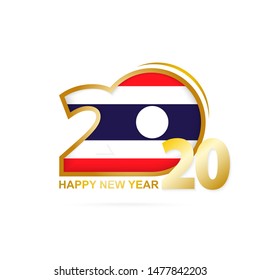 Year 2020 with Thailand Flag pattern. Happy New Year Design. Vector Illustration.