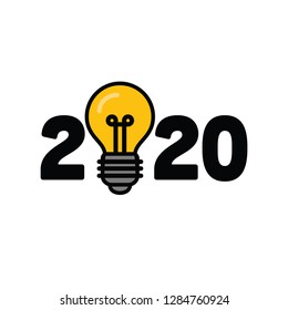 Year 2020 Typography Concept Design with Bulb