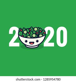 Year 2020 Typography Concept Design with Salad Bowl