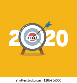 Year 2020 Typography Concept Design with Goal Target Board and Arrows