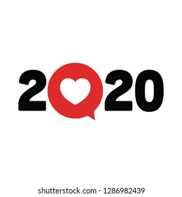 Year 2020 Typography Concept Design with Heart