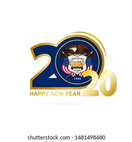 Year 2020 with Utah Flag pattern. Happy New Year Design. Vector Illustration.