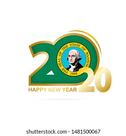 Year 2020 with Washington Flag pattern. Happy New Year Design. Vector Illustration.