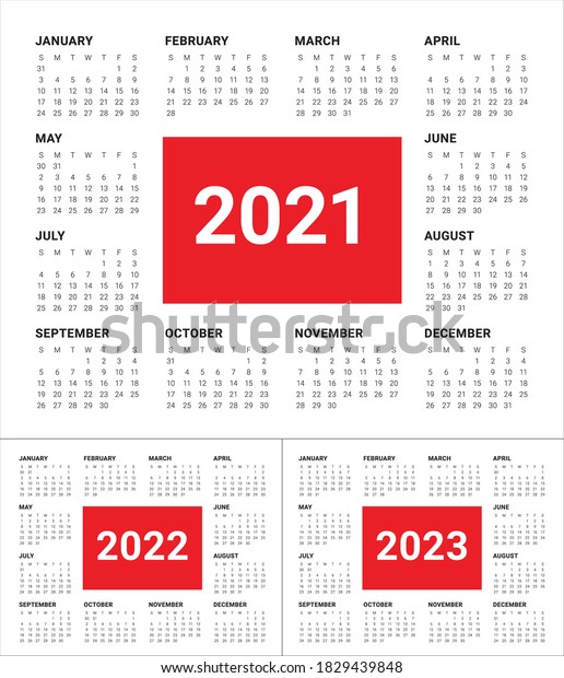 Year 2021 2022 2023 Calendar Vector Stock Vector (Royalty Free ...