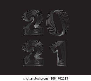 Year of 2021 with Abstract lines
