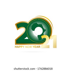 Year 2021 with African Union Flag pattern. Happy New Year Design. Vector Illustration.