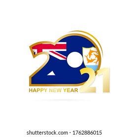 Year 2021 with Anguilla Flag pattern. Happy New Year Design. Vector Illustration.