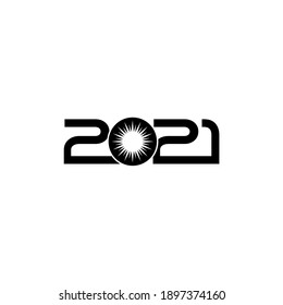 Year of 2021 for Calendar. Typhography. Text. Number. Illustration Vector
