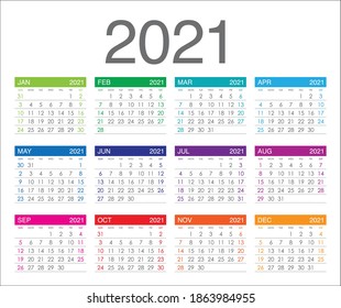 Plantilla de diseño de vectores de calendario para el año 2021, diseño simple y limpio