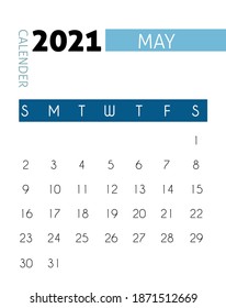 Year 2021  calendar vector design template, simple and clean design. stock illustration