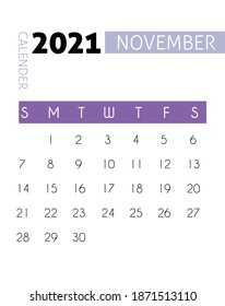 Plantilla de diseño vectorial de calendario 2021, diseño simple y limpio. ilustración de stock