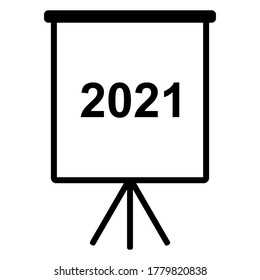 Año 2021 y folleto sobre blanco