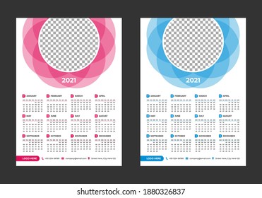 Plantilla de diseño de calendario vectorial horizontal de 2021, diseño sencillo, limpio y elegante. Calendario para 2021 sobre fondo blanco para publicidad de marca y de negocios. La semana empieza el lunes.