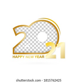 Year 2021 icon with place for your image. New Year vector emblem for your design.