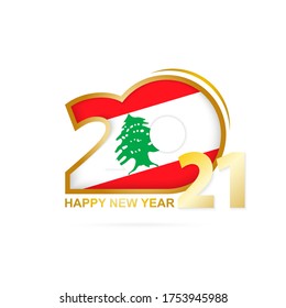 Year 2021 with Lebanon Flag pattern. Happy New Year Design. 