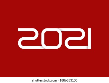 Logo del año 2021 con efecto de sombra. Ilustración vectorial.
