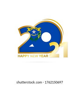 Year 2021 with Nevada Flag pattern. Happy New Year Design. Vector Illustration.